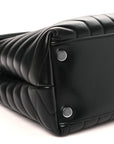 Calfskin Y Quilted Monogram Large Loulou Chain Satchel Black
