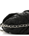 Washed Lambskin Quilted Medium Chain Around Messenger Black