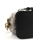 Vitello Liberty F is FNDI Bi-Color FF 1974 Embossed Mini Mon Tresor Bucket Bag Maya Black
