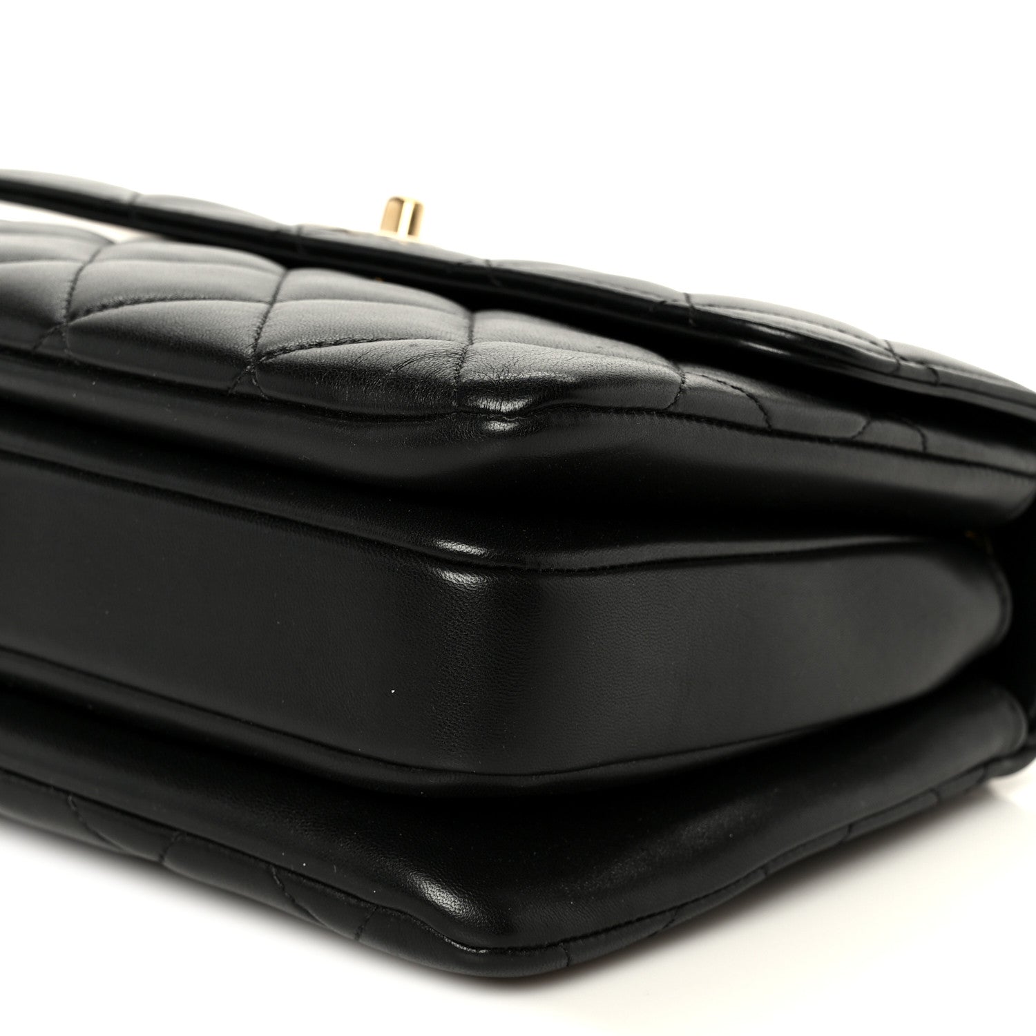 Lambskin Quilted Small Trendy CC Dual Handle Flap Bag Black
