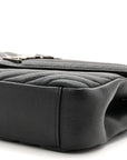 Sheepskin Matelasse Chevron Monogram Medium College Bag Black