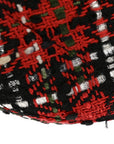 Tweed Quilted CHNL 19 Round Clutch With Chain  Red Black White Green