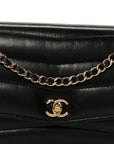 Lambskin Chevron Quilted Wallet On Chain WOC Black