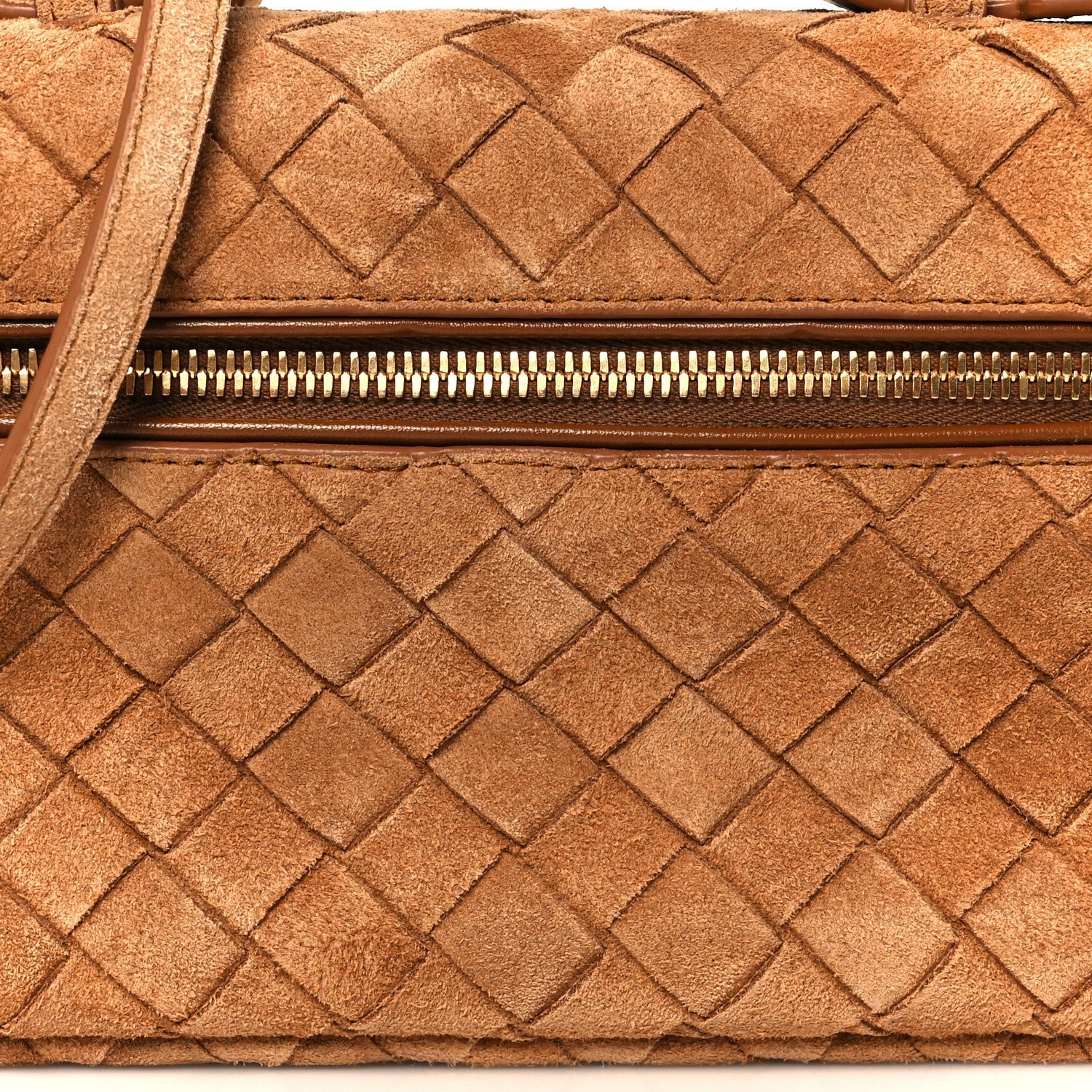 Suede Intrecciato Bang Bang Vanity Case Amber