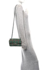 Tweed Quilted Mini Rectangular Flap Green