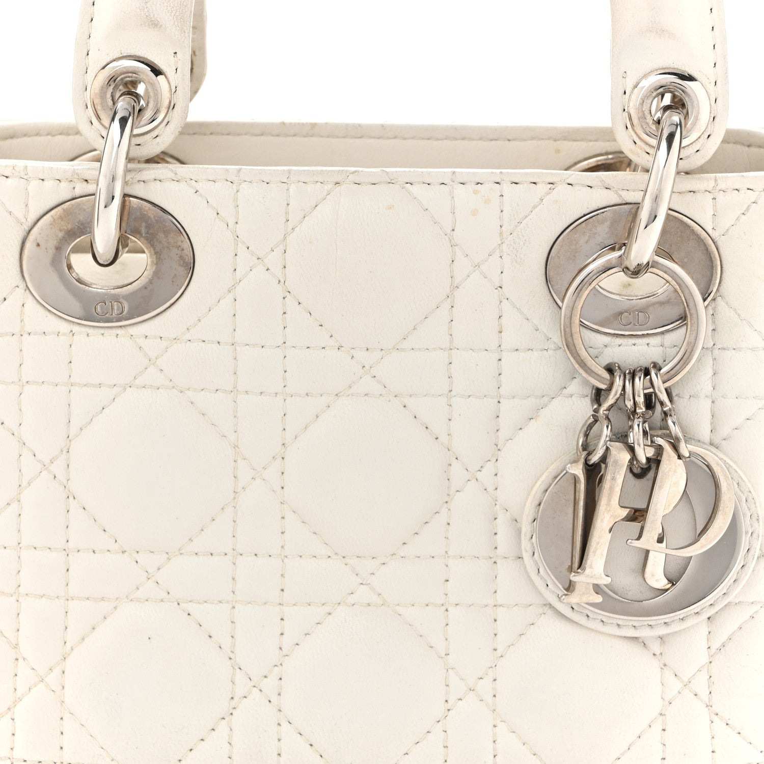 Lambskin Cannage Mini Lady D1OR White
