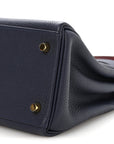 Togo Horseshoe Au Galop Kelly Retourne 28 Bleu Nuit Rouge H Fauve