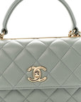 Lambskin Quilted Small Trendy CC Flap Dual Handle Bag Grey