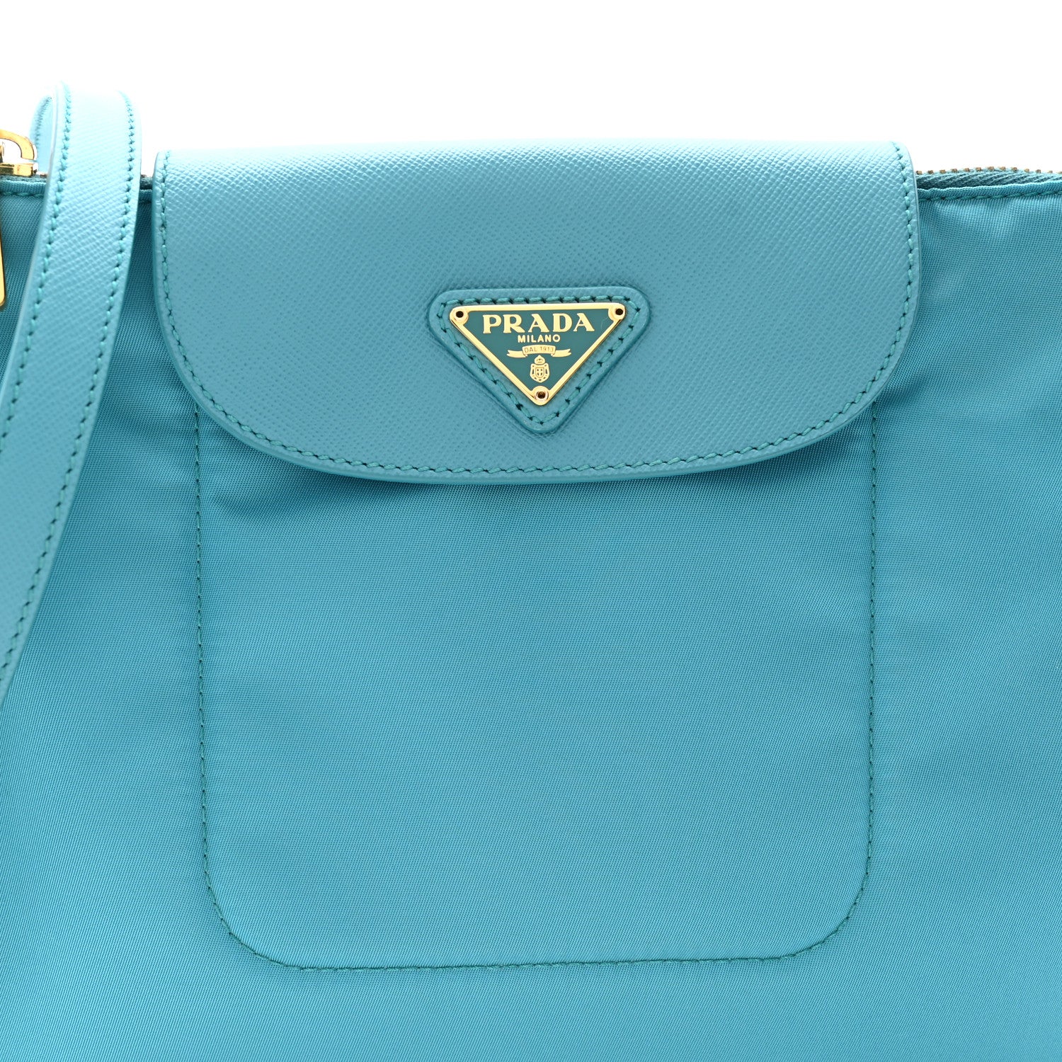 Tessuto Nylon Saffiano Crossbody Bag Turchese