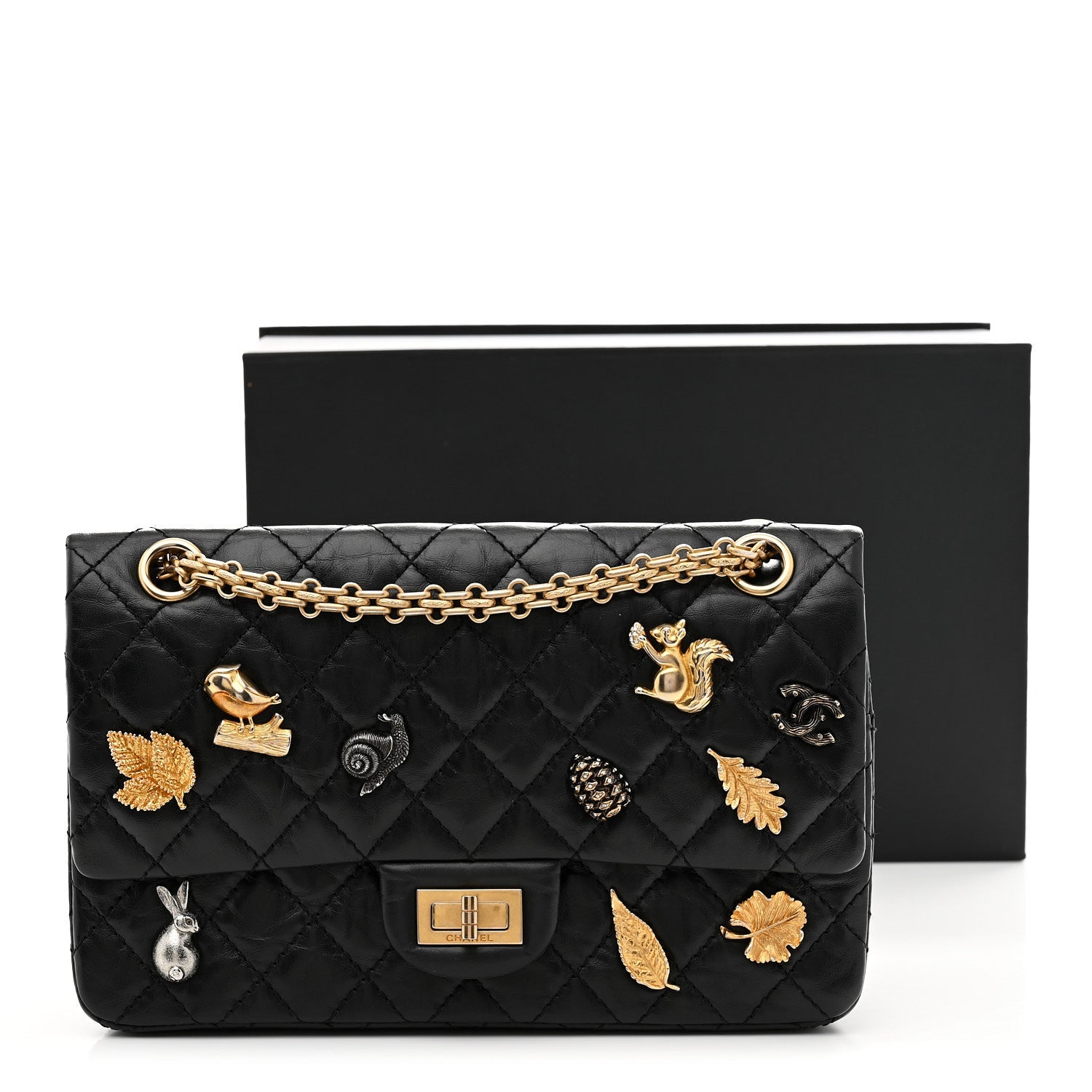 Aged Calfskin Lucky Charms 2.55 Reissue 225 Flap Black