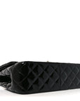 Patent Quilted Jumbo Double Flap Black