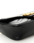Calfskin Matelasse Super Mini GG Marmont Shoulder Bag Black