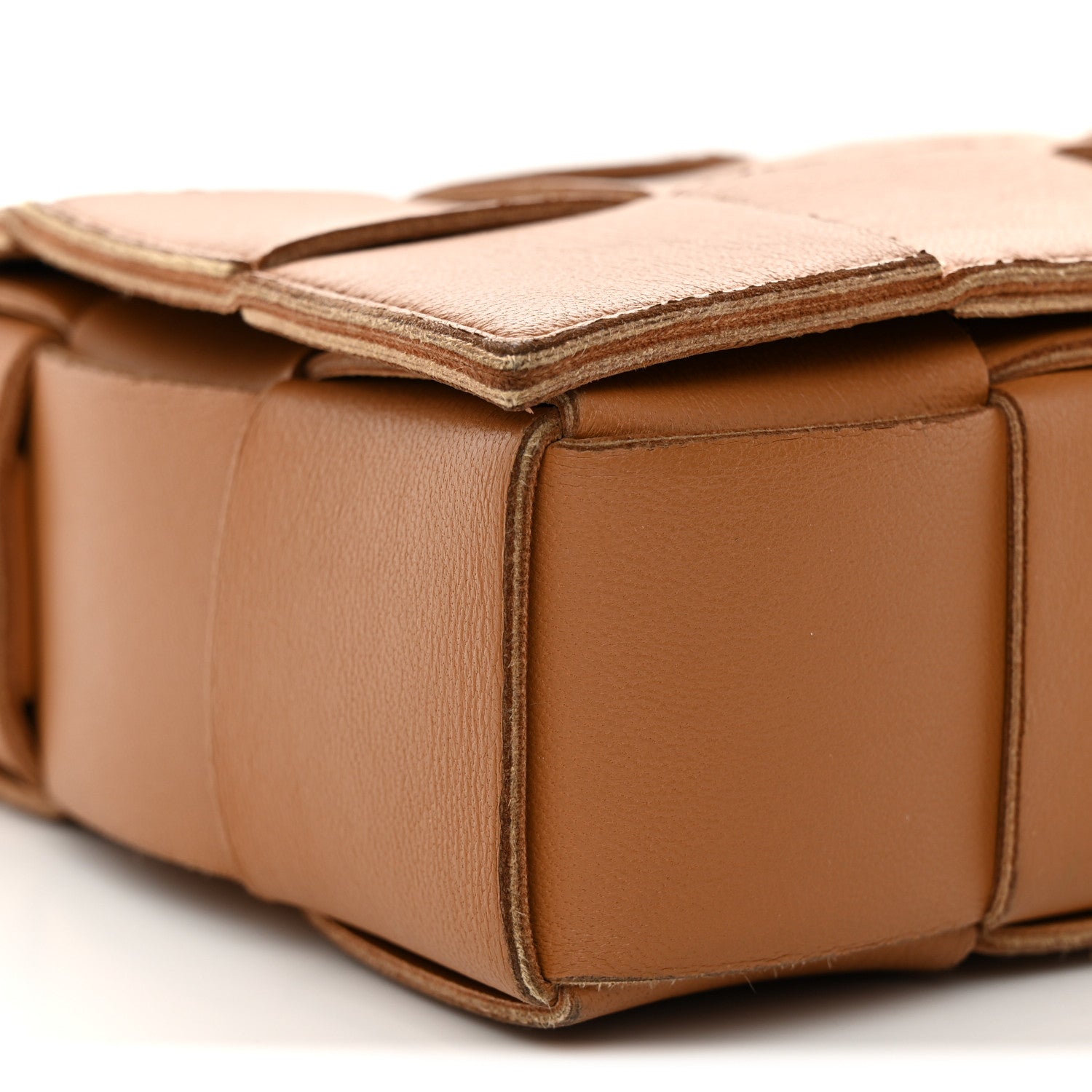 Lambskin Maxi Intrecciato Cassette Crossbody Bag Caramel