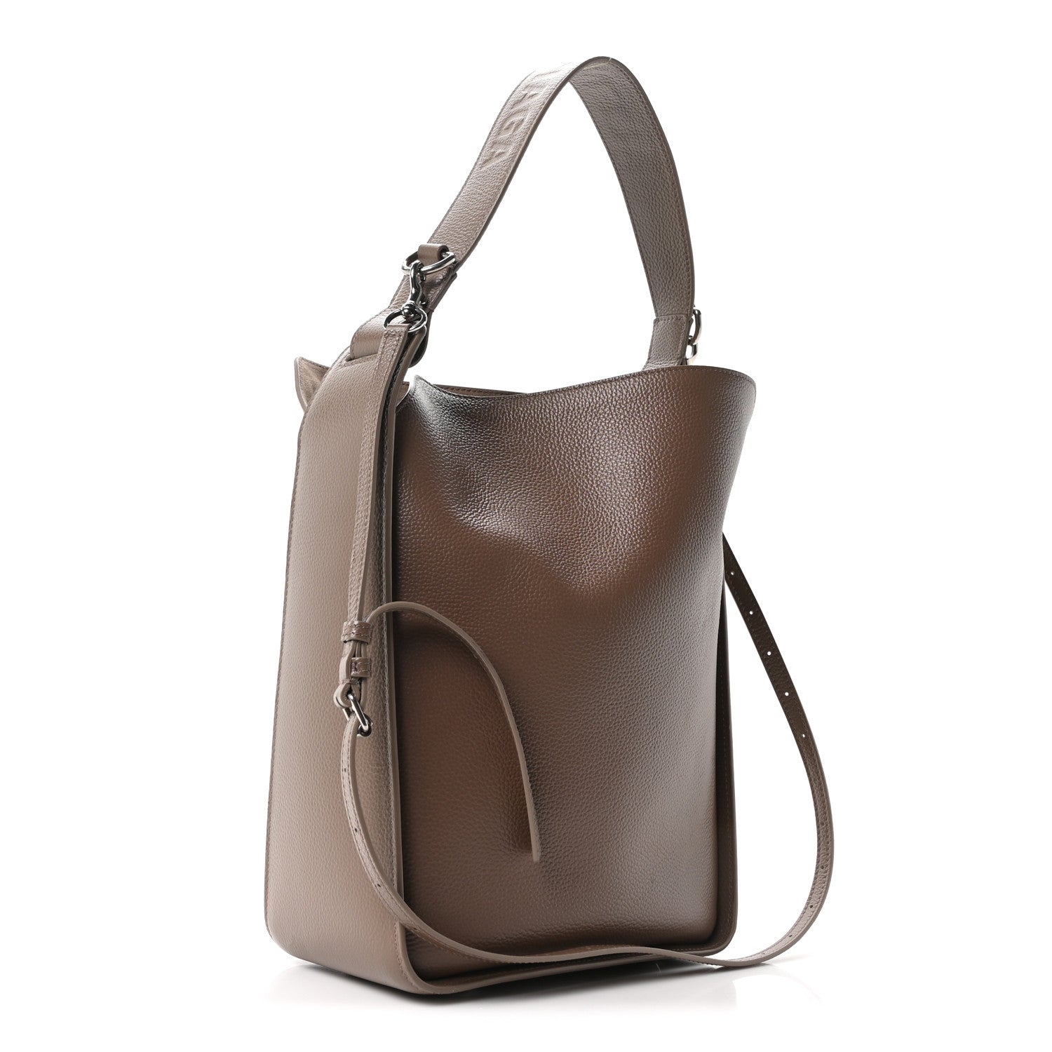 Calfskin Logo Embossed Small Tool 2.0 North-South Tote Mink Grey