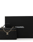 Caviar Quilted Top Handle Slim Vanity With Chain Black