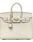 Ostrich Birkin Sellier 25 Gris Perle