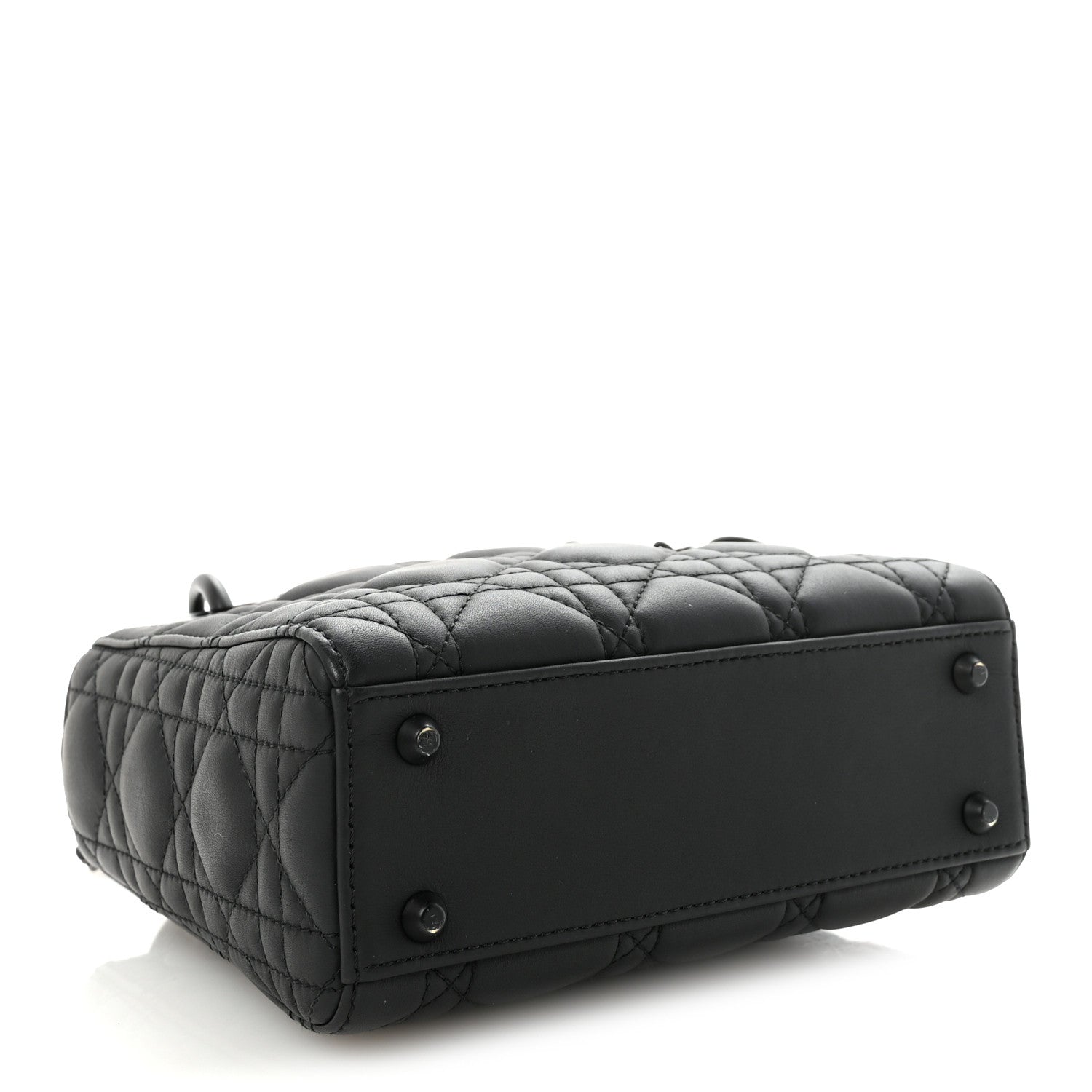 Ultra Matte Calfskin Cannage Mini Lady D1OR Black