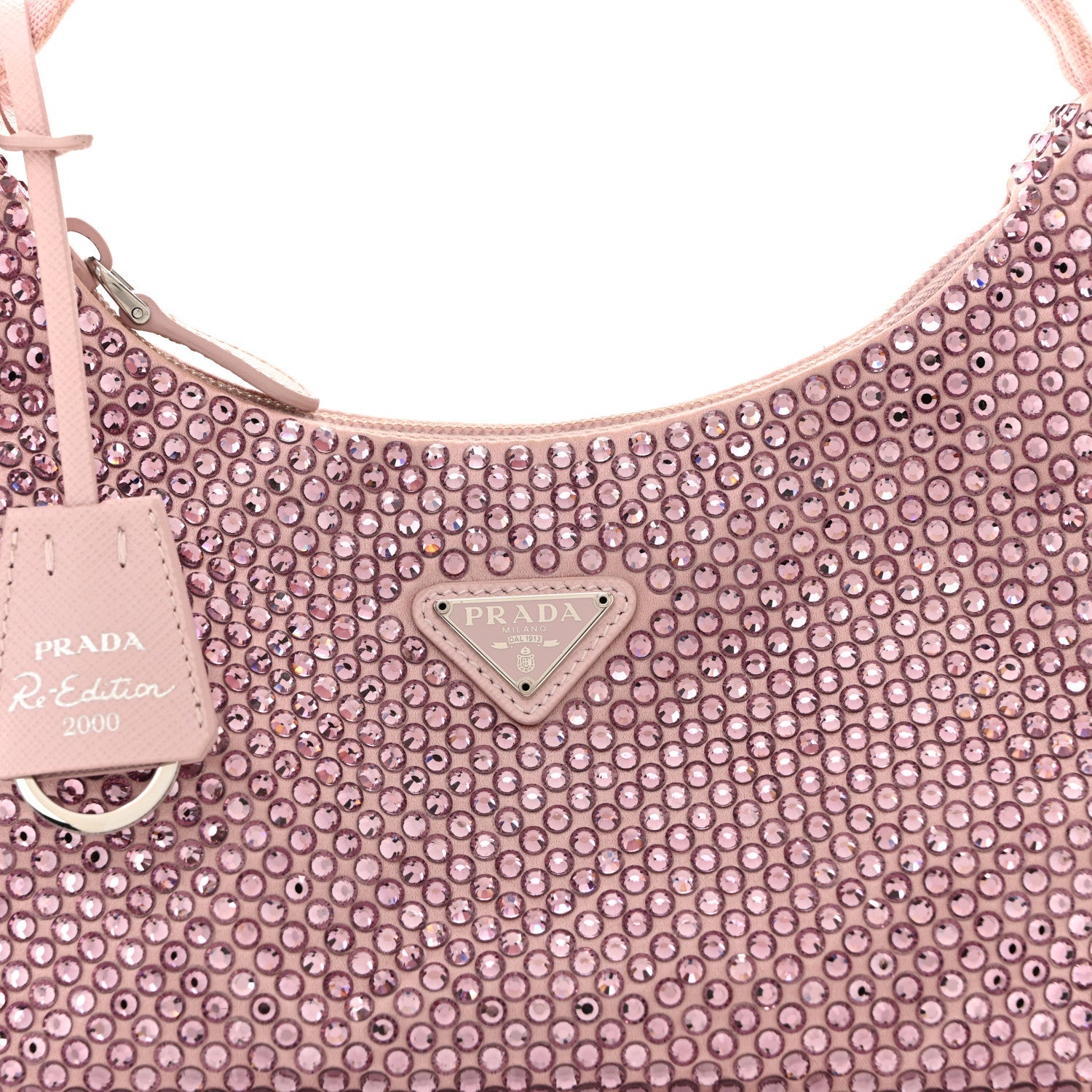 Satin Crystal Mini Re-Edition 2000 Bag Alabastro