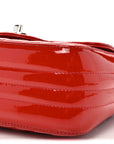 Patent Chevron Quilted Mini Square Flap Red