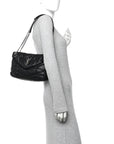 Lambskin Quilted Small Loulou Puffer Monogram Chain Satchel Black