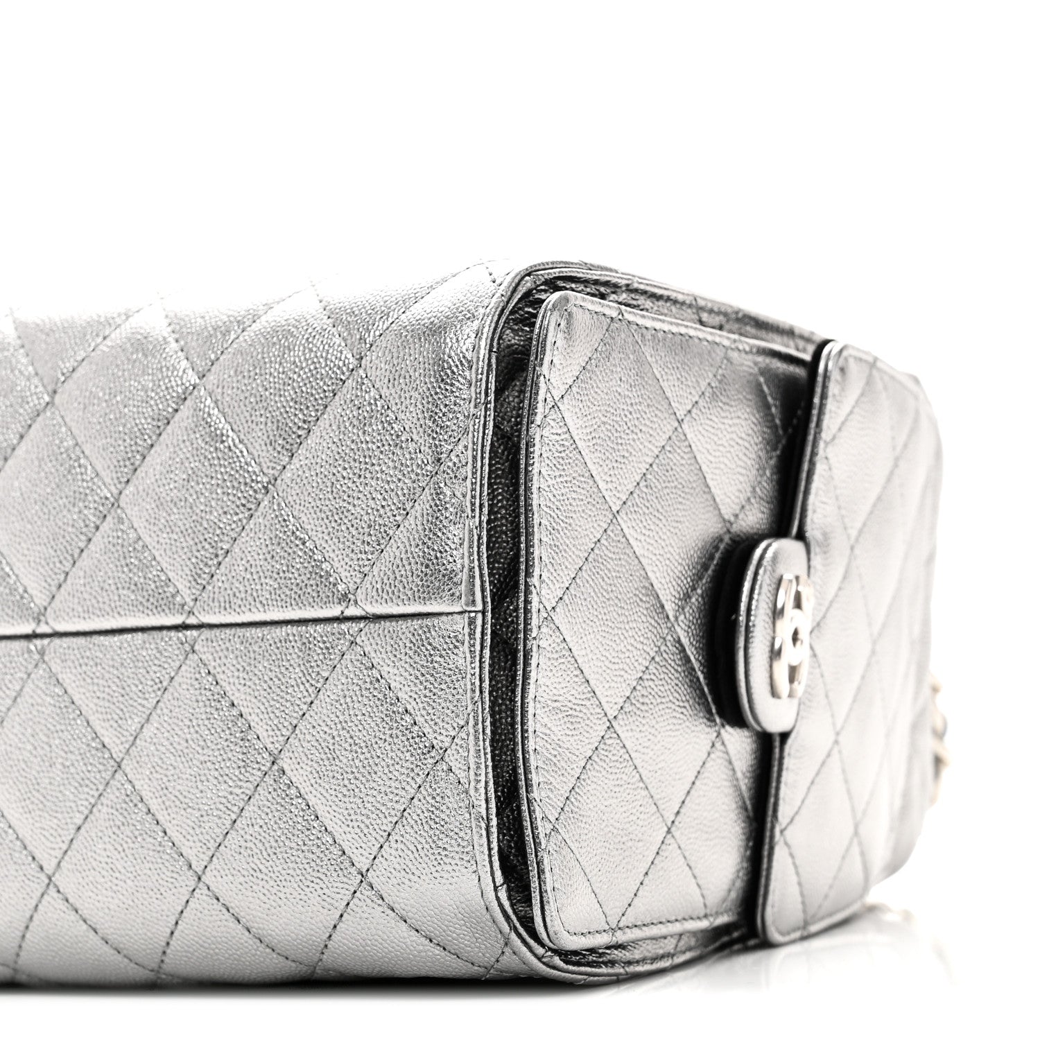 Metallic Caviar Quilted Small CHNL 25 Handbag Anthracite
