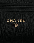 Caviar Quilted Crystal CC Wallet On Chain WOC Black
