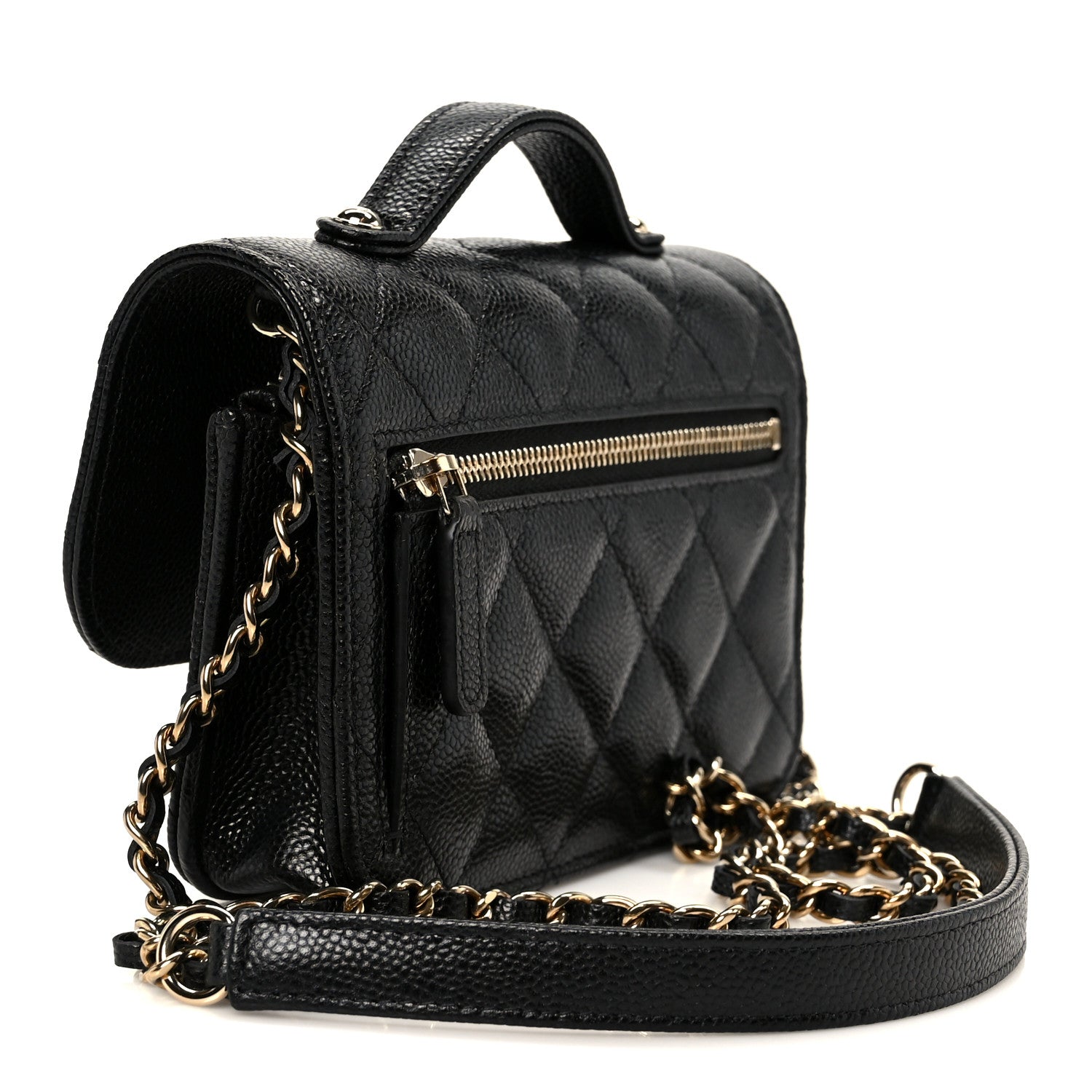 Caviar Quilted Business Affinity Clutch With Chain Black