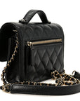 Caviar Quilted Business Affinity Clutch With Chain Black