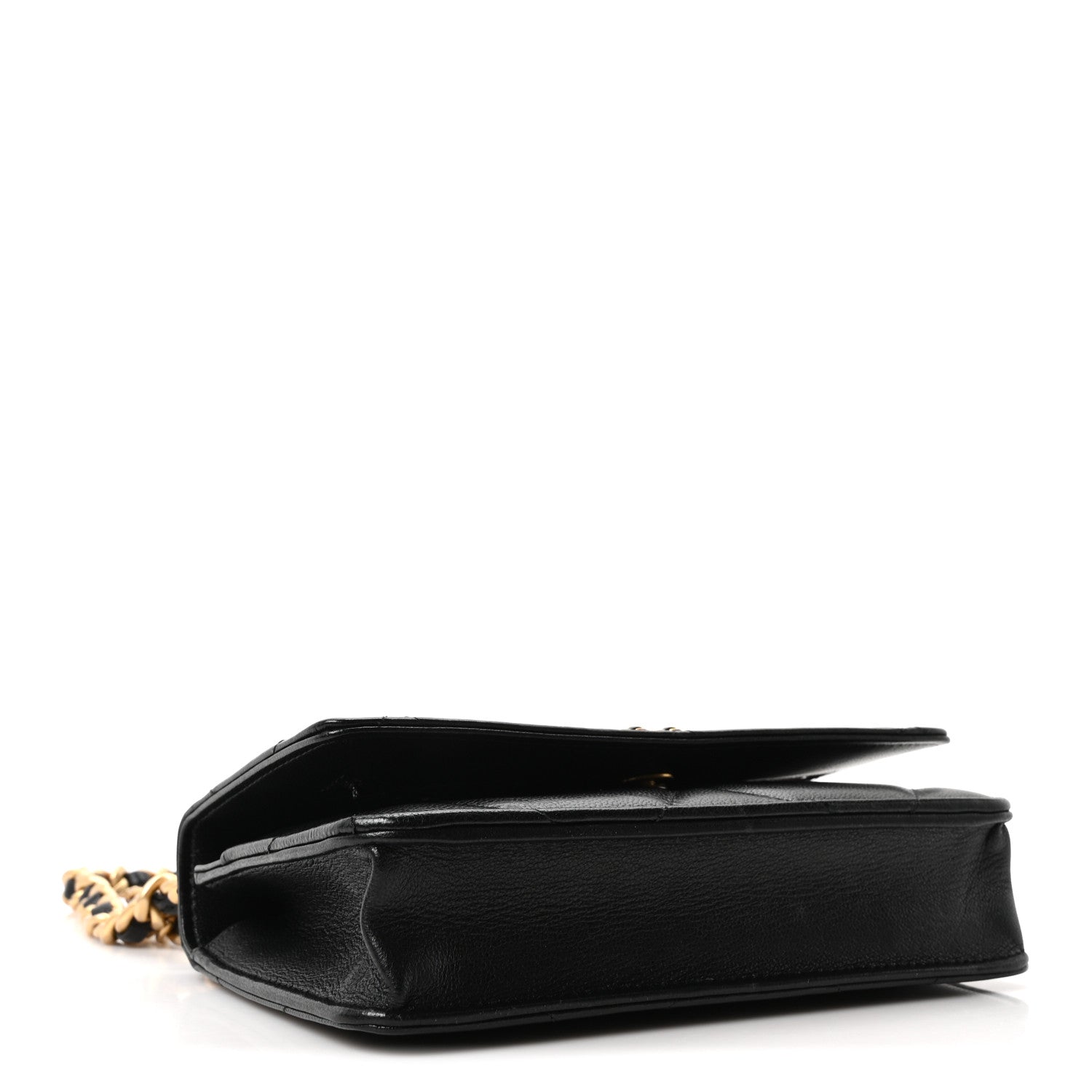 Lambskin Quilted CHNL 19 Wallet On Chain WOC Black