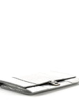 Metallic Calfskin Crocodile Embossed Hourglass Flap Flat Pouch Silver