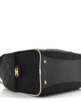 Braided Raffia Calfskin Small CHNL 25 Handbag Black White