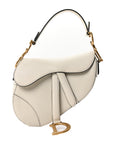 Grained Calfskin Mini Saddle Bag White