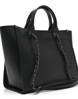 Caviar Small Studded Deauville Tote Black