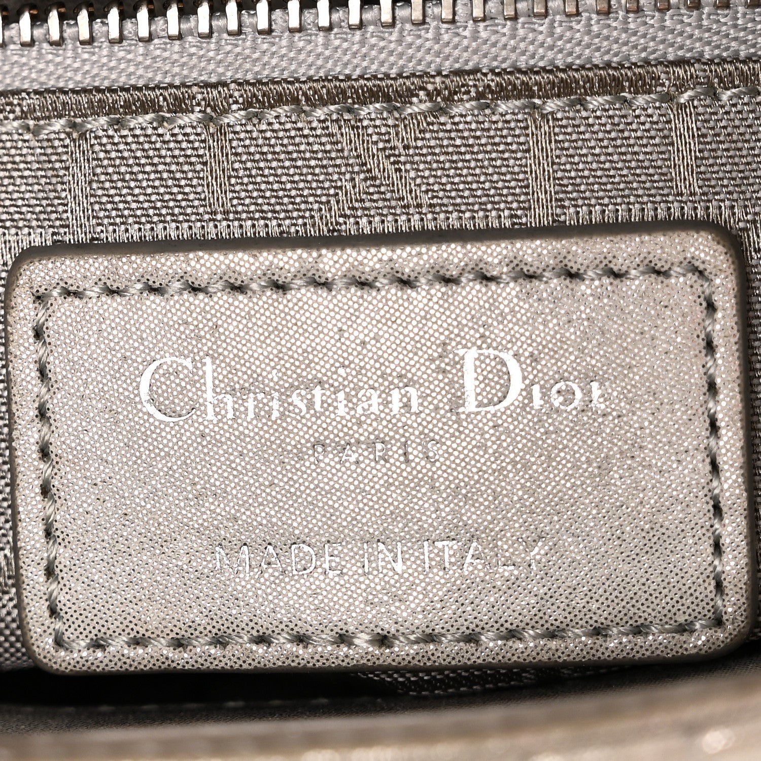 Metallic Lambskin Cannage Mini Lady D1OR Silver