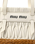 Nappa Matelasse Wicker Basket Bag White Miele