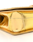 Metallic Calfskin Crocodile Embossed Graffiti Medium Cocodile Boy Flap Gold