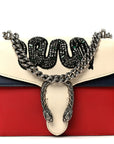 Calfskin Crystal Snake Embroidered Mini Dionysus Shoulder Bag Mystic White Hibiscus Red Blue Agata