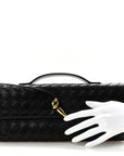 Nappa Intrecciato Long Andiamo Top Handle Clutch Black