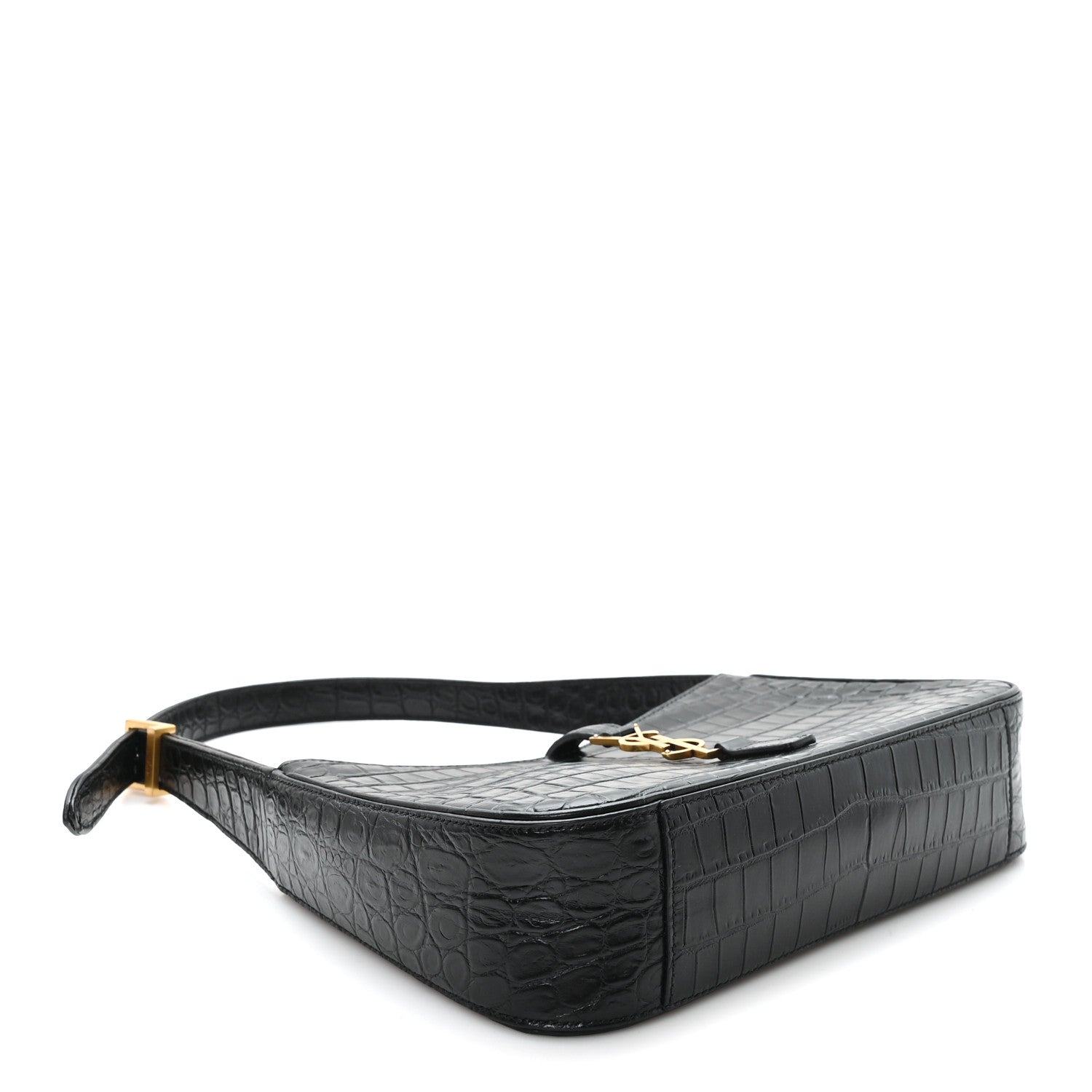 Calfskin Crocodile Embossed LE 5 A 7 Hobo Black