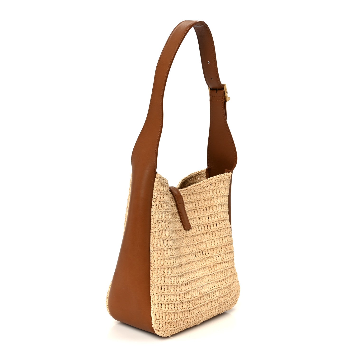 Raffia Calfskin Le 5 A 7 Small Hobo Natural Brick