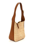 Raffia Calfskin Le 5 A 7 Small Hobo Natural Brick