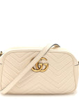 Calfskin Matelasse Small GG Marmont Chain Shoulder Bag White