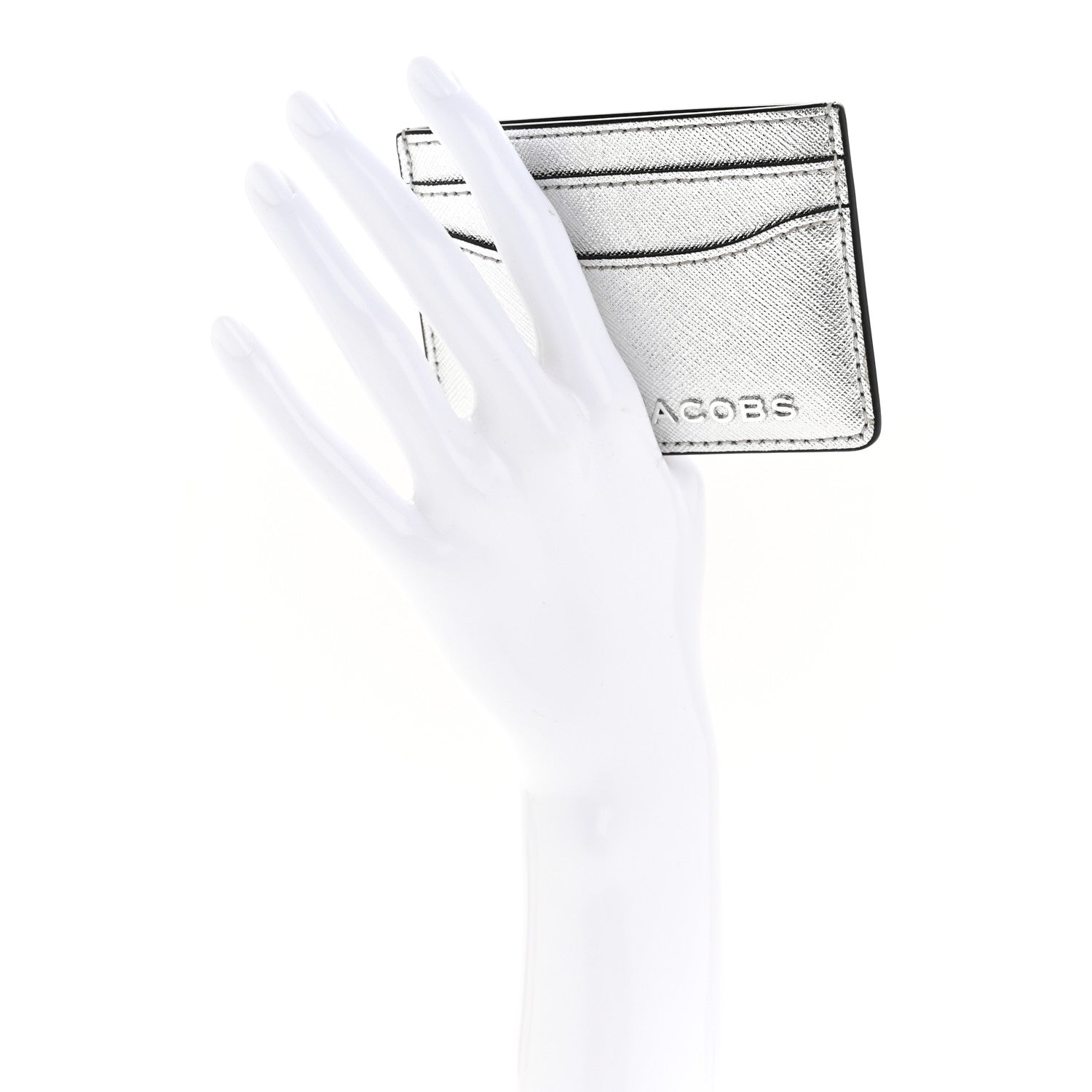Metallic Saffiano Cardholder Silver