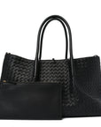 Calfskin Intrecciato Large Pinacoteca Reversible Tote Black