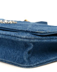 Denim Quilted CHNL 19 Wallet On Chain WOC Blue