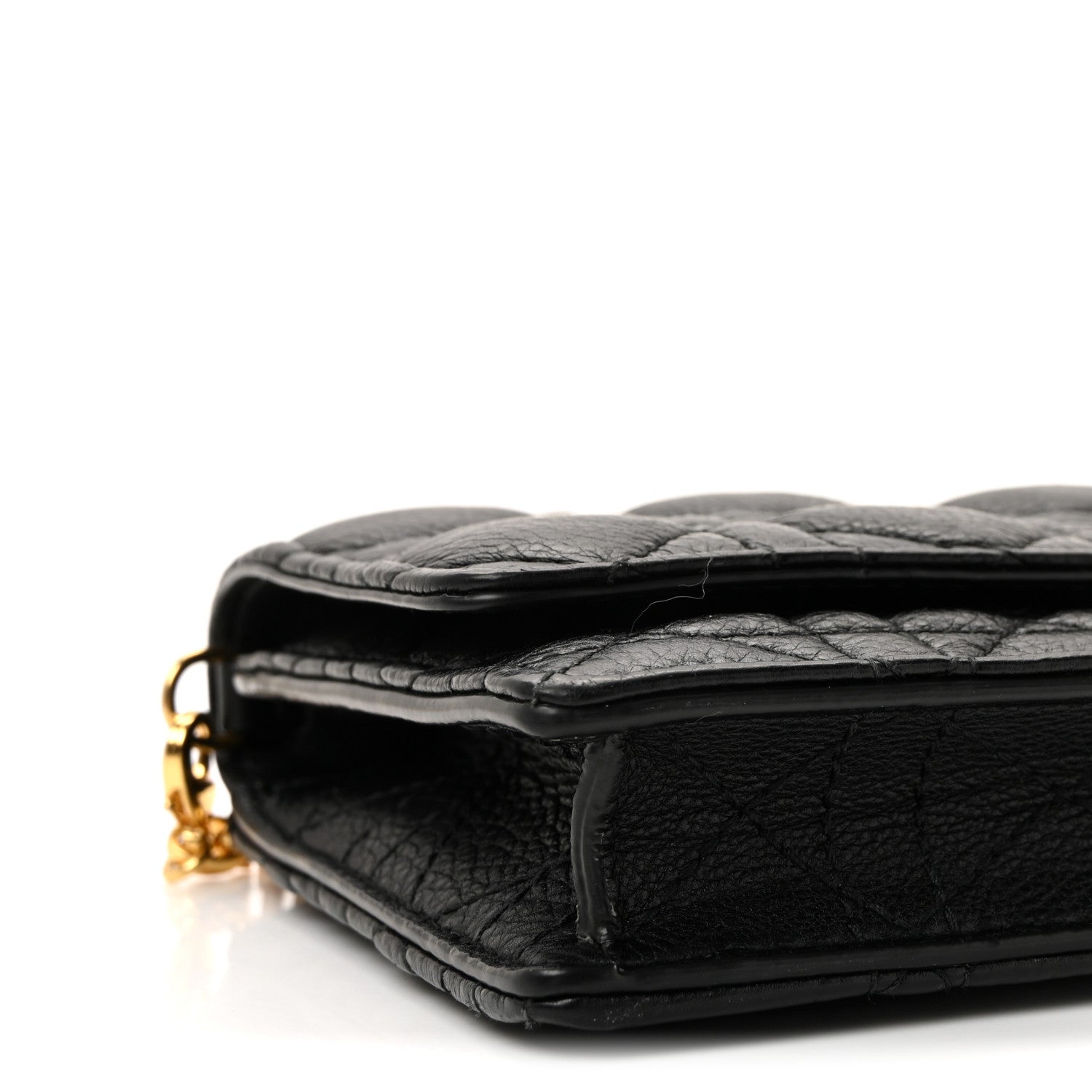 Supple Calfskin Caro Pouch with Chain Black