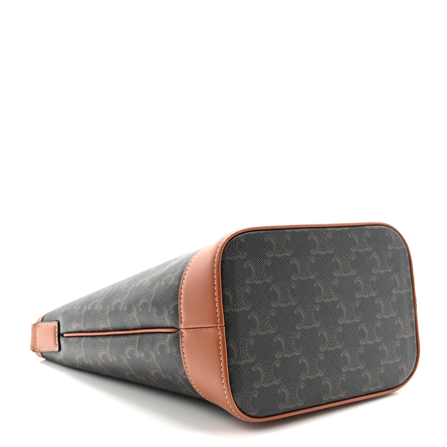 Triomphe Canvas Calfskin Small Bucket Bag Tan