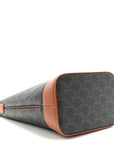 Triomphe Canvas Calfskin Small Bucket Bag Tan