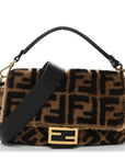 Shearling Vitello Dolce Macro FF 1974 Baguette Tobacco Black