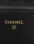 Lambskin Quilted Top Handle Trendy CC Wallet On Chain WOC Black